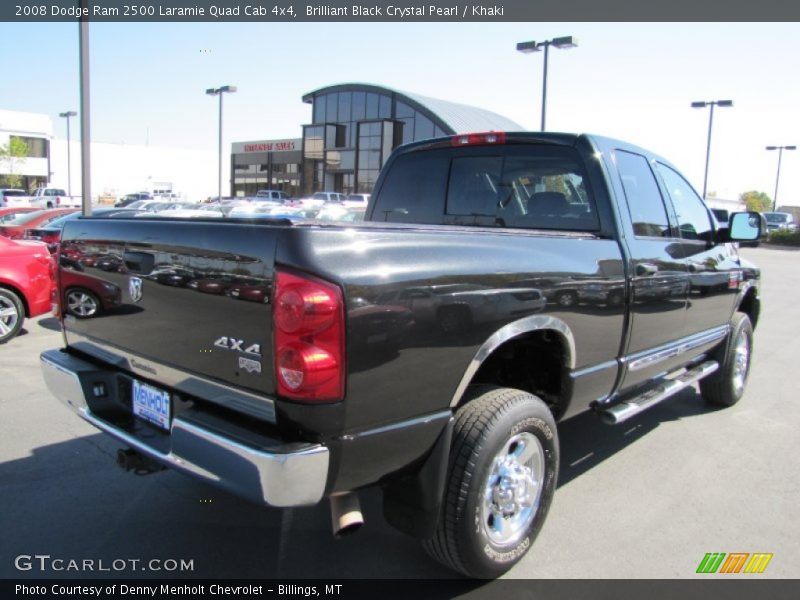 Brilliant Black Crystal Pearl / Khaki 2008 Dodge Ram 2500 Laramie Quad Cab 4x4