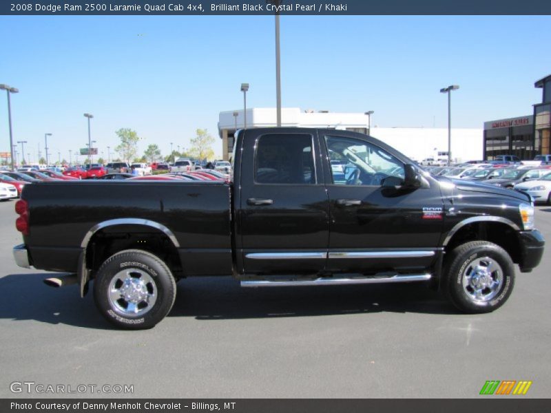 Brilliant Black Crystal Pearl / Khaki 2008 Dodge Ram 2500 Laramie Quad Cab 4x4