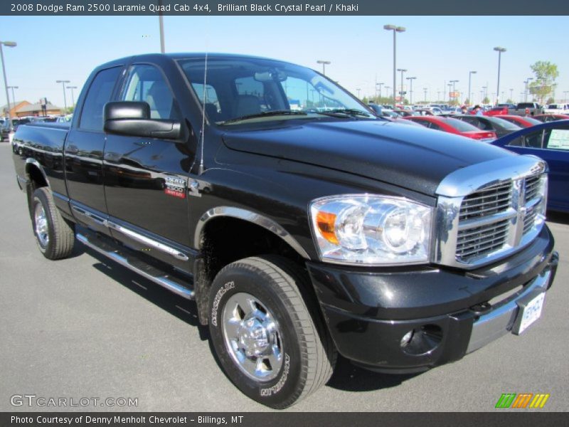 Brilliant Black Crystal Pearl / Khaki 2008 Dodge Ram 2500 Laramie Quad Cab 4x4