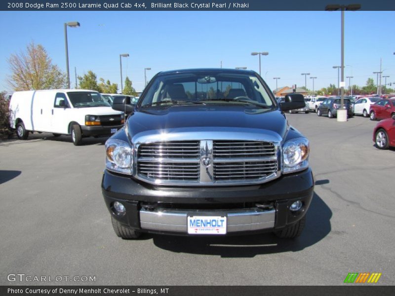 Brilliant Black Crystal Pearl / Khaki 2008 Dodge Ram 2500 Laramie Quad Cab 4x4