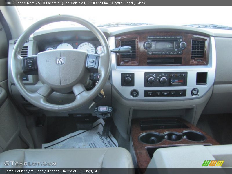 Brilliant Black Crystal Pearl / Khaki 2008 Dodge Ram 2500 Laramie Quad Cab 4x4