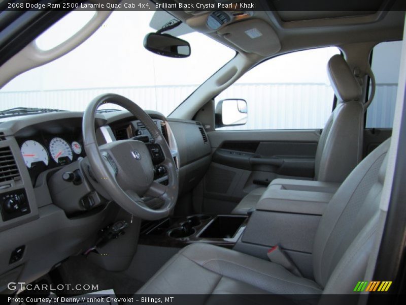 Brilliant Black Crystal Pearl / Khaki 2008 Dodge Ram 2500 Laramie Quad Cab 4x4