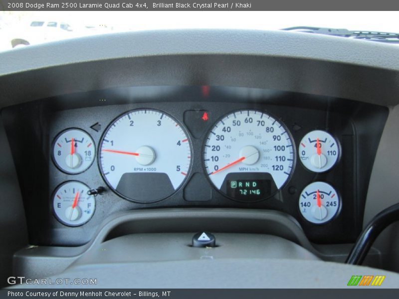 Brilliant Black Crystal Pearl / Khaki 2008 Dodge Ram 2500 Laramie Quad Cab 4x4