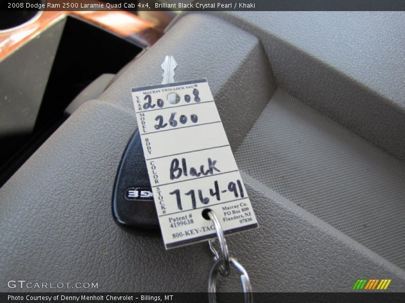 Brilliant Black Crystal Pearl / Khaki 2008 Dodge Ram 2500 Laramie Quad Cab 4x4