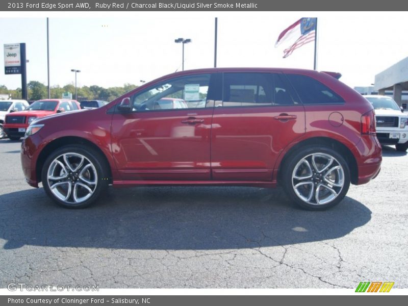 Ruby Red / Charcoal Black/Liquid Silver Smoke Metallic 2013 Ford Edge Sport AWD