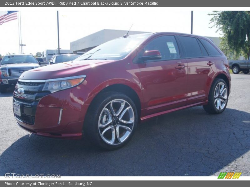 Ruby Red / Charcoal Black/Liquid Silver Smoke Metallic 2013 Ford Edge Sport AWD
