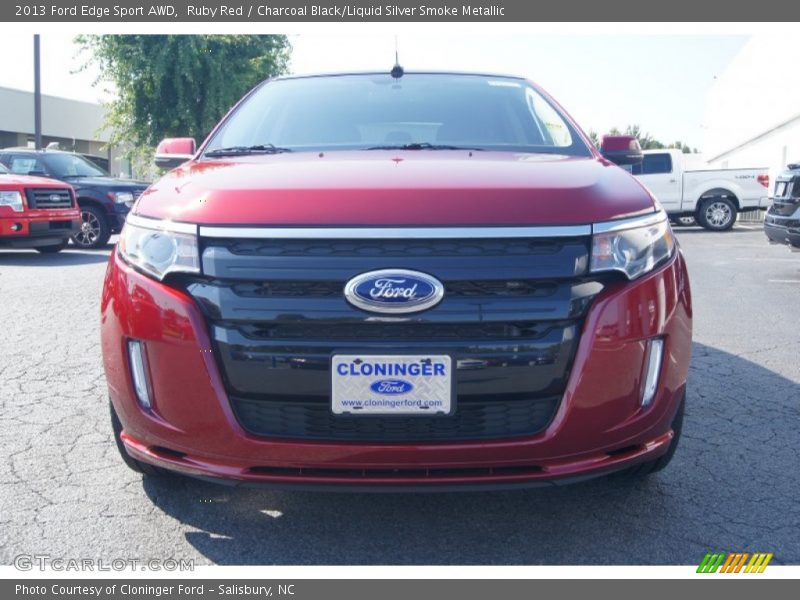Ruby Red / Charcoal Black/Liquid Silver Smoke Metallic 2013 Ford Edge Sport AWD