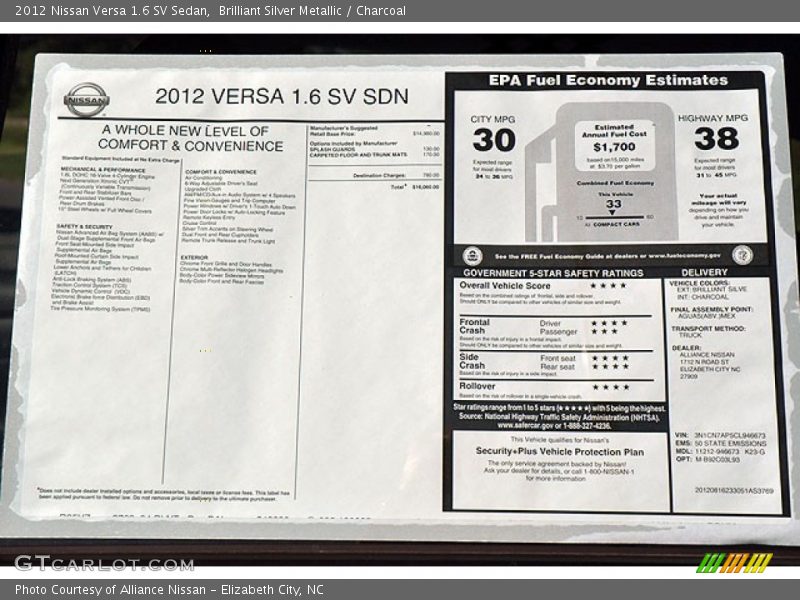 Brilliant Silver Metallic / Charcoal 2012 Nissan Versa 1.6 SV Sedan