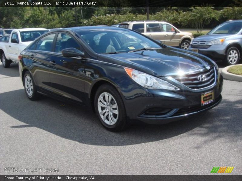 Pacific Blue Pearl / Gray 2011 Hyundai Sonata GLS