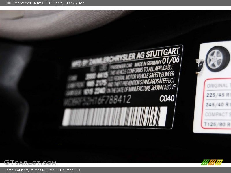 Black / Ash 2006 Mercedes-Benz C 230 Sport