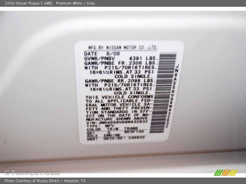 Phantom White / Gray 2009 Nissan Rogue S AWD