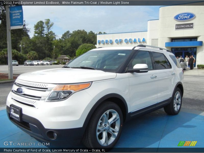 White Platinum Tri-Coat / Medium Light Stone 2013 Ford Explorer Limited EcoBoost