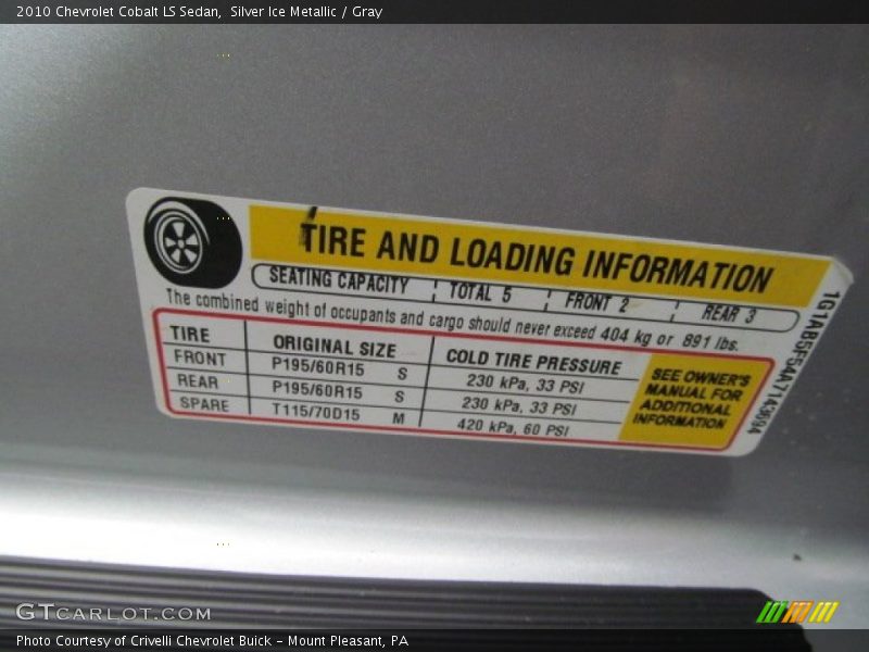 Silver Ice Metallic / Gray 2010 Chevrolet Cobalt LS Sedan