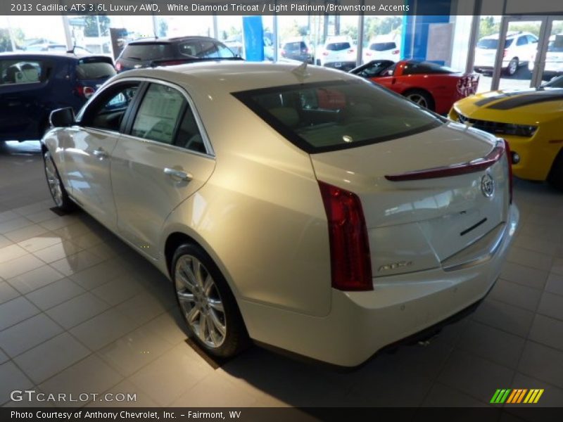 White Diamond Tricoat / Light Platinum/Brownstone Accents 2013 Cadillac ATS 3.6L Luxury AWD