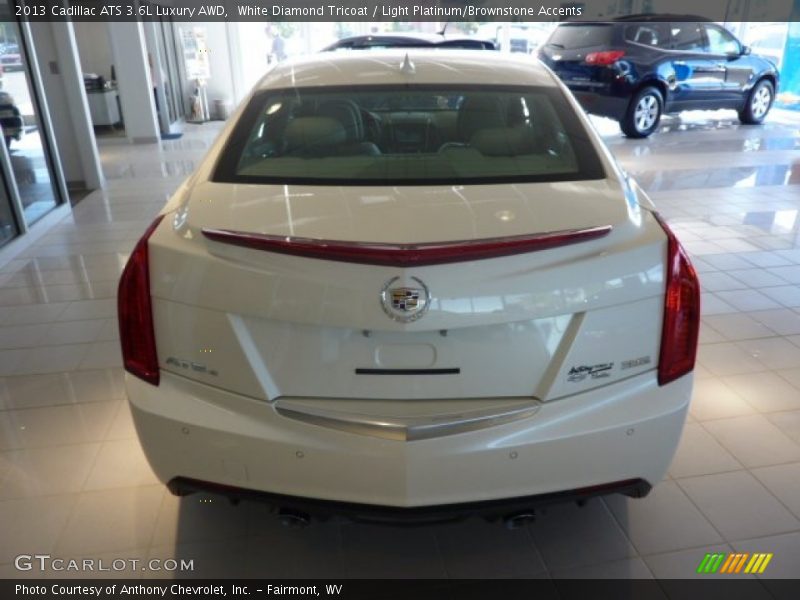 White Diamond Tricoat / Light Platinum/Brownstone Accents 2013 Cadillac ATS 3.6L Luxury AWD