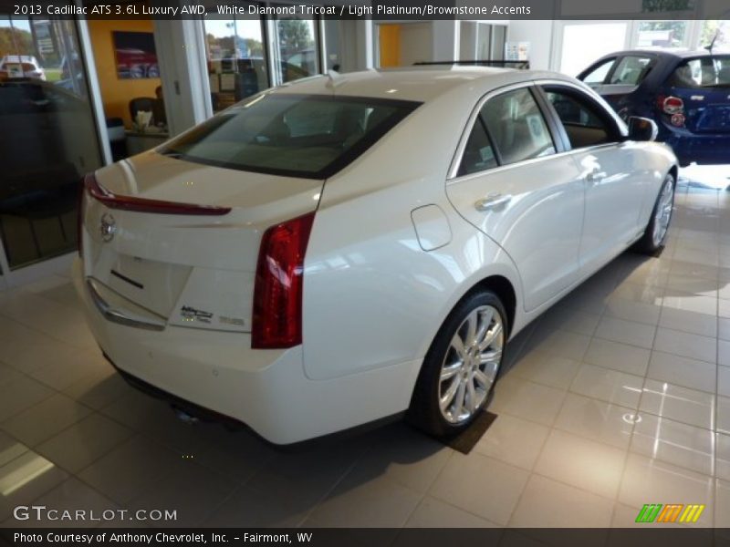 White Diamond Tricoat / Light Platinum/Brownstone Accents 2013 Cadillac ATS 3.6L Luxury AWD