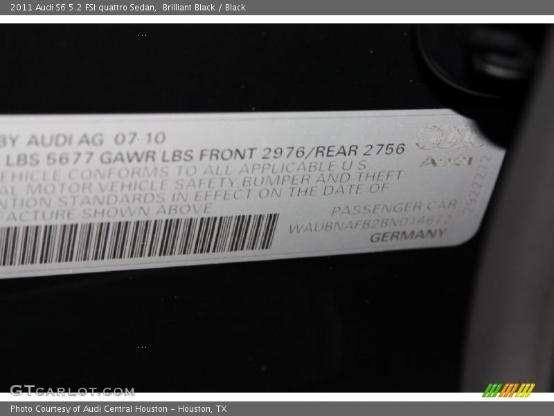 Brilliant Black / Black 2011 Audi S6 5.2 FSI quattro Sedan