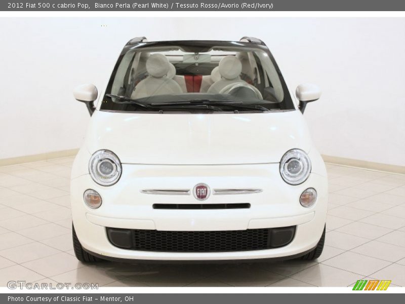Bianco Perla (Pearl White) / Tessuto Rosso/Avorio (Red/Ivory) 2012 Fiat 500 c cabrio Pop