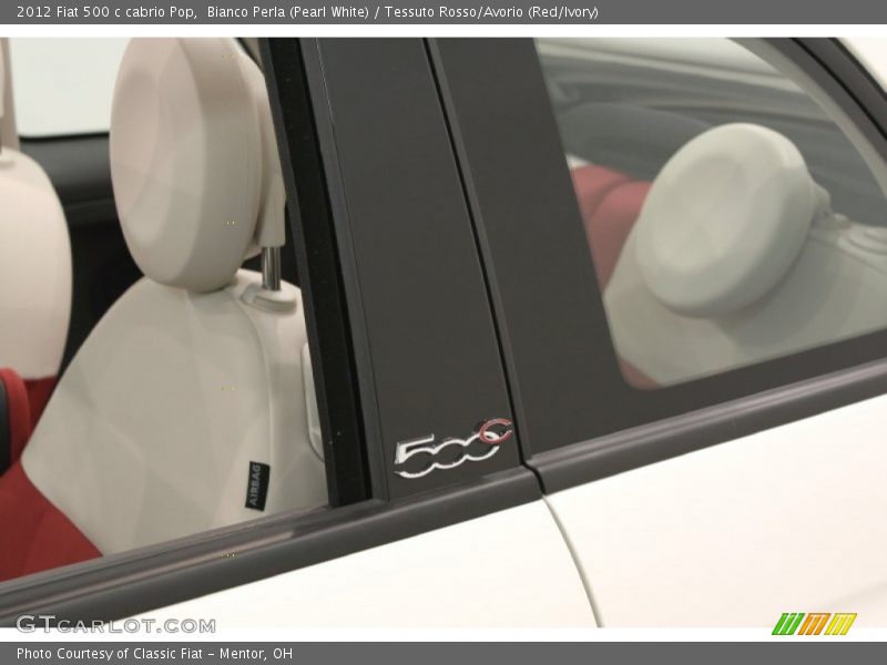 Bianco Perla (Pearl White) / Tessuto Rosso/Avorio (Red/Ivory) 2012 Fiat 500 c cabrio Pop