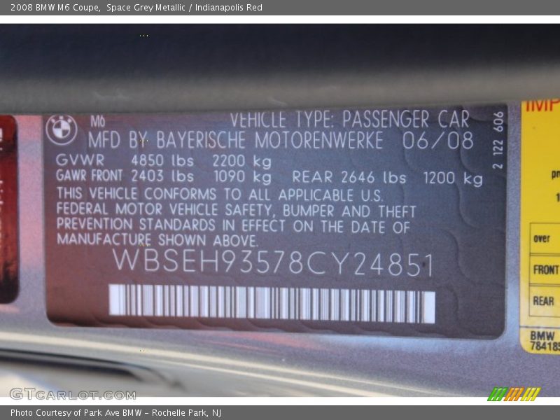 Space Grey Metallic / Indianapolis Red 2008 BMW M6 Coupe