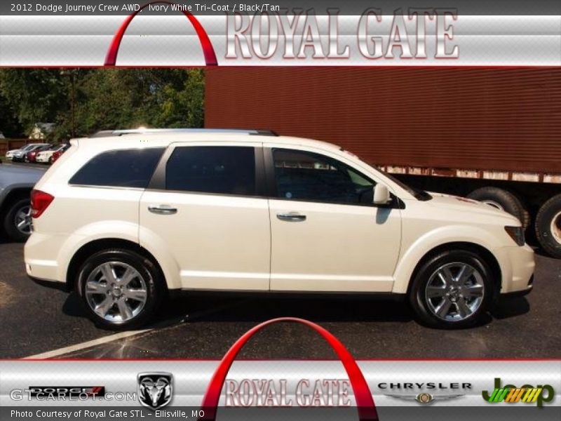Ivory White Tri-Coat / Black/Tan 2012 Dodge Journey Crew AWD