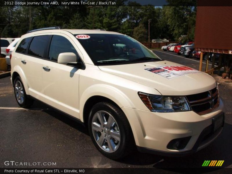 Ivory White Tri-Coat / Black/Tan 2012 Dodge Journey Crew AWD