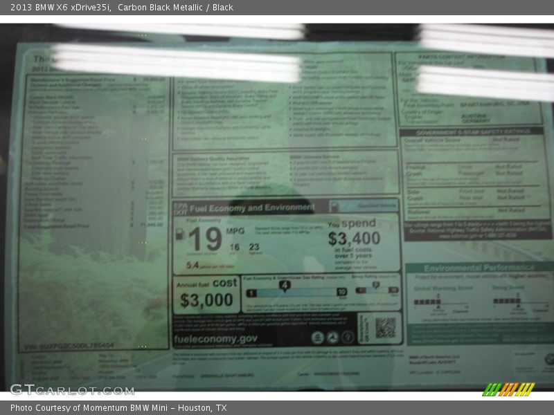  2013 X6 xDrive35i Window Sticker