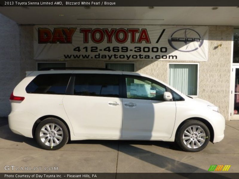 Blizzard White Pearl / Bisque 2013 Toyota Sienna Limited AWD