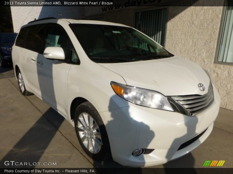 Blizzard White Pearl / Bisque 2013 Toyota Sienna Limited AWD