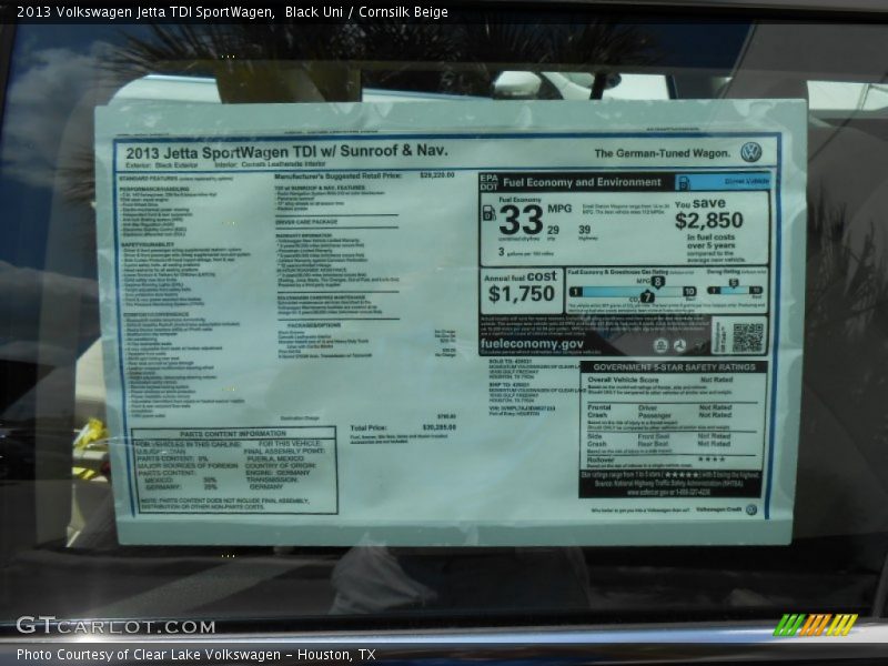Black Uni / Cornsilk Beige 2013 Volkswagen Jetta TDI SportWagen