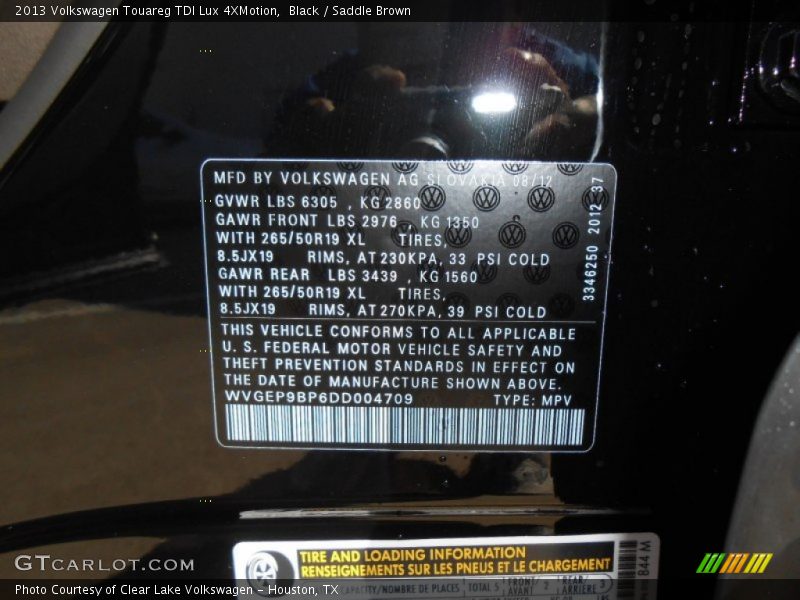 Black / Saddle Brown 2013 Volkswagen Touareg TDI Lux 4XMotion