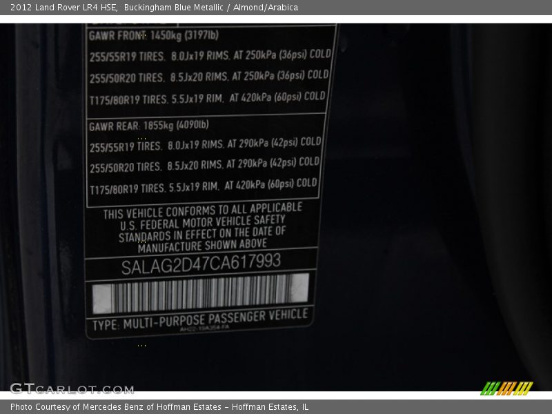Buckingham Blue Metallic / Almond/Arabica 2012 Land Rover LR4 HSE