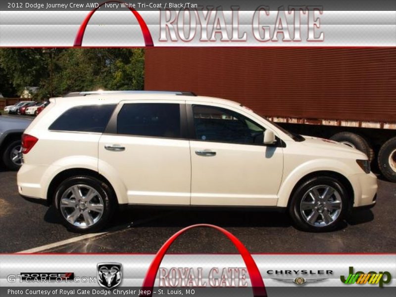 Ivory White Tri-Coat / Black/Tan 2012 Dodge Journey Crew AWD