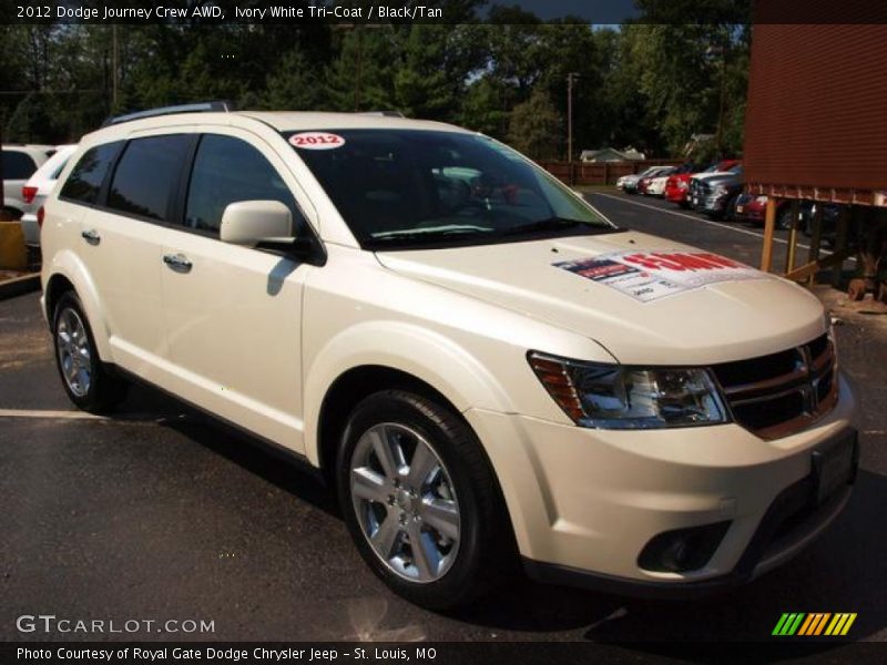 Ivory White Tri-Coat / Black/Tan 2012 Dodge Journey Crew AWD
