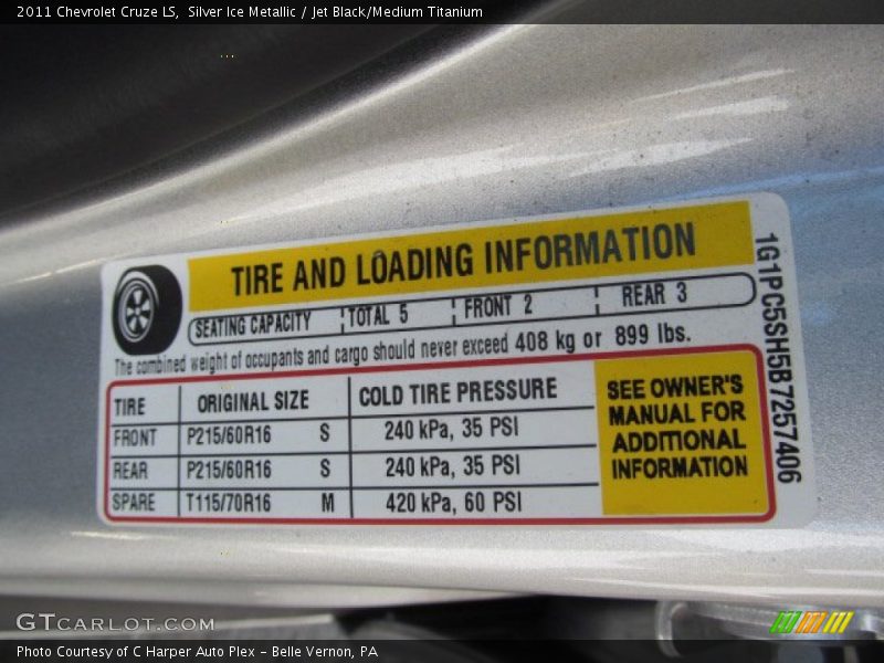 Silver Ice Metallic / Jet Black/Medium Titanium 2011 Chevrolet Cruze LS