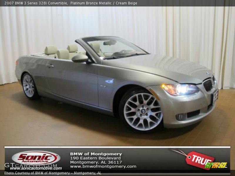 Platinum Bronze Metallic / Cream Beige 2007 BMW 3 Series 328i Convertible