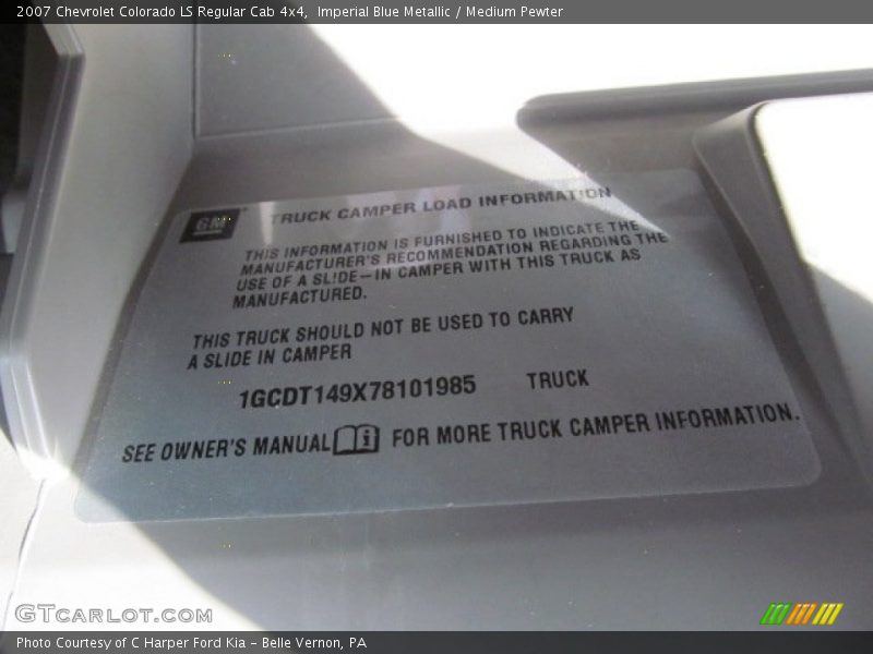 Imperial Blue Metallic / Medium Pewter 2007 Chevrolet Colorado LS Regular Cab 4x4