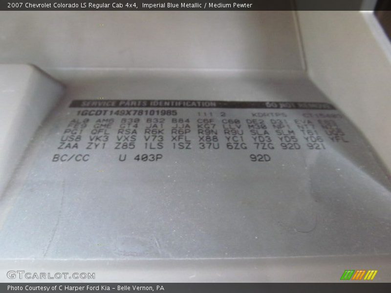 2007 Colorado LS Regular Cab 4x4 Imperial Blue Metallic Color Code 403P