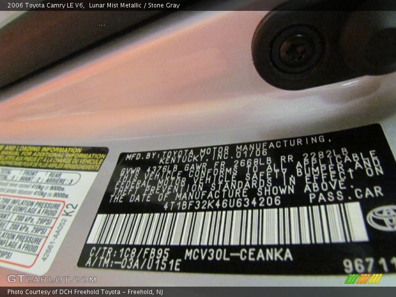 Lunar Mist Metallic / Stone Gray 2006 Toyota Camry LE V6