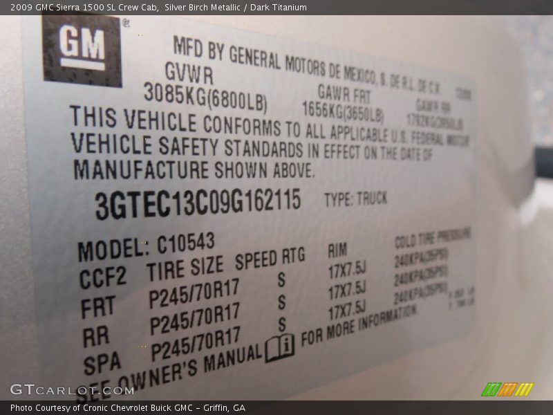 Silver Birch Metallic / Dark Titanium 2009 GMC Sierra 1500 SL Crew Cab