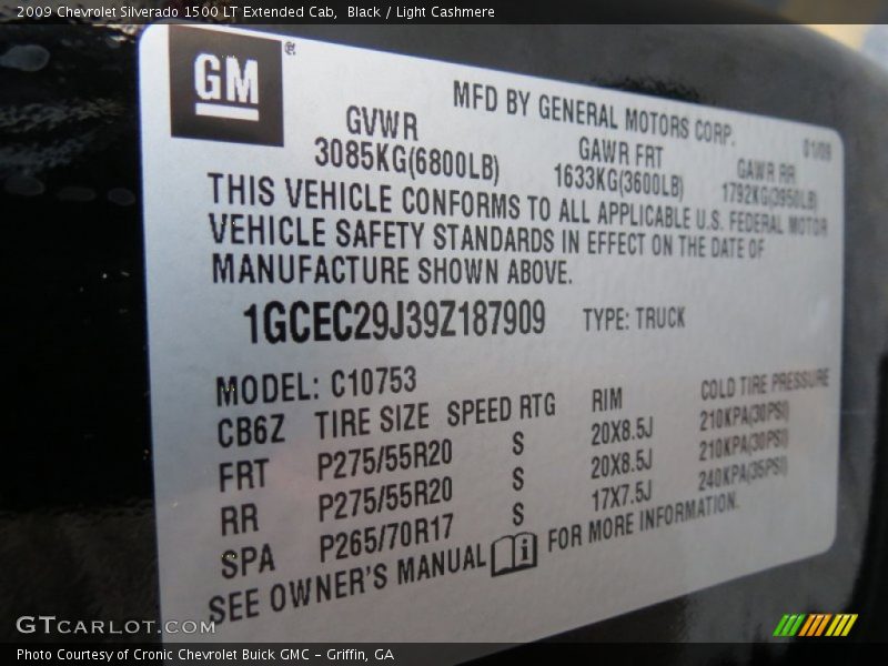 Black / Light Cashmere 2009 Chevrolet Silverado 1500 LT Extended Cab