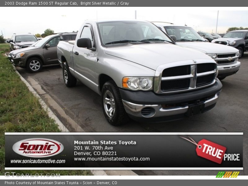 Bright Silver Metallic / Gray 2003 Dodge Ram 1500 ST Regular Cab