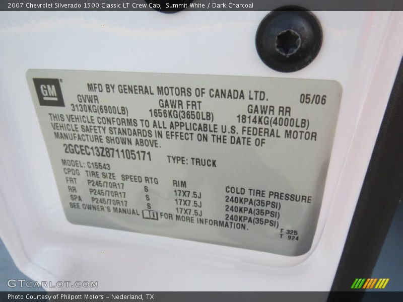 Summit White / Dark Charcoal 2007 Chevrolet Silverado 1500 Classic LT Crew Cab