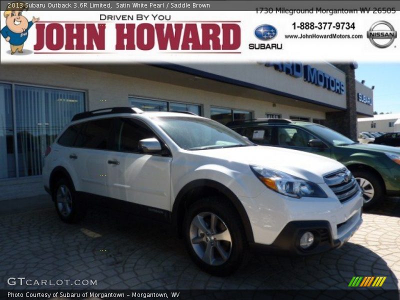 Satin White Pearl / Saddle Brown 2013 Subaru Outback 3.6R Limited