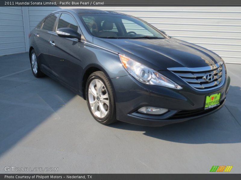 Pacific Blue Pearl / Camel 2011 Hyundai Sonata Limited