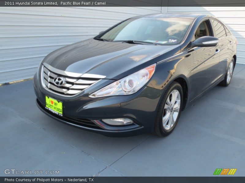 Pacific Blue Pearl / Camel 2011 Hyundai Sonata Limited