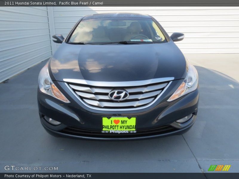 Pacific Blue Pearl / Camel 2011 Hyundai Sonata Limited