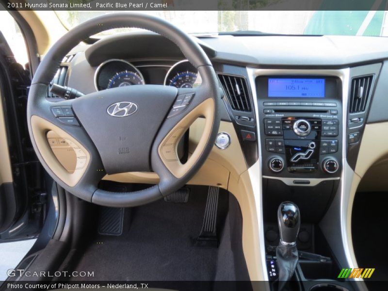 Pacific Blue Pearl / Camel 2011 Hyundai Sonata Limited