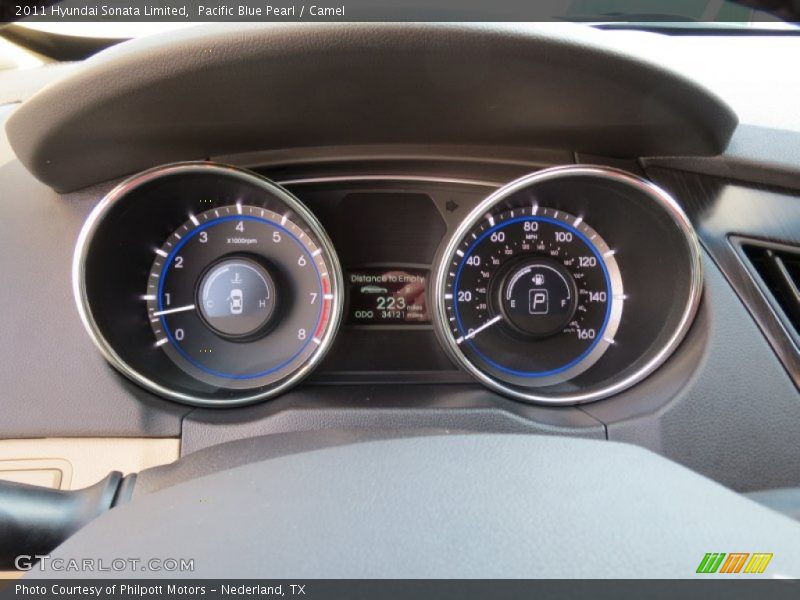 Pacific Blue Pearl / Camel 2011 Hyundai Sonata Limited
