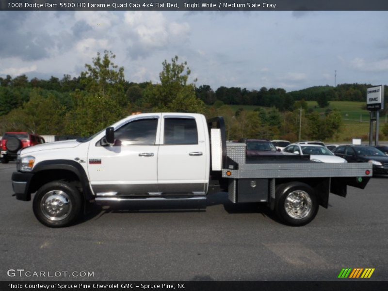 Bright White / Medium Slate Gray 2008 Dodge Ram 5500 HD Laramie Quad Cab 4x4 Flat Bed